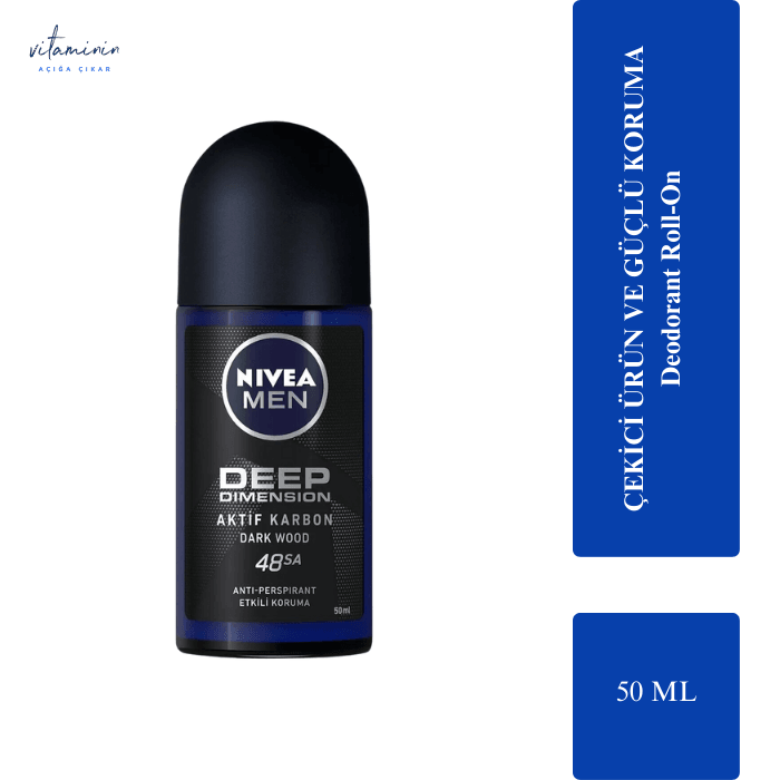Nivea Erkek Roll-On Deodorant Deep Dimension Aktif Karbon 50 ML