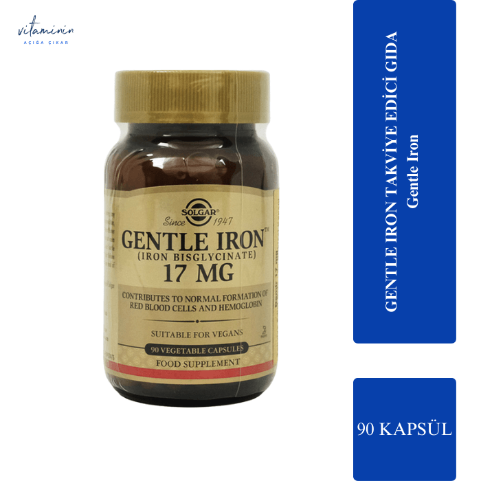 Solgar Gentle Iron 17 mg 90 Kapsül - Demir Takviyesi