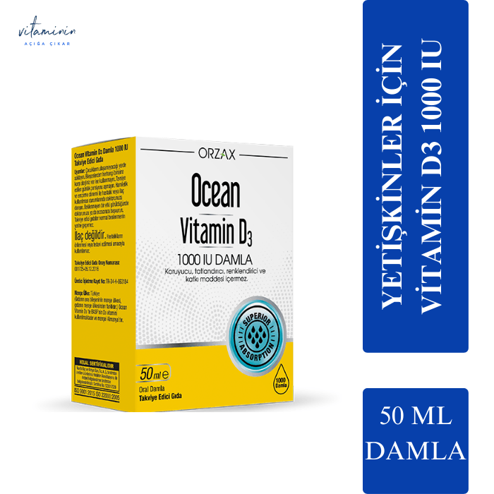 Orzax Ocean Vitamin D3 1000 IU Damla 50 ml
