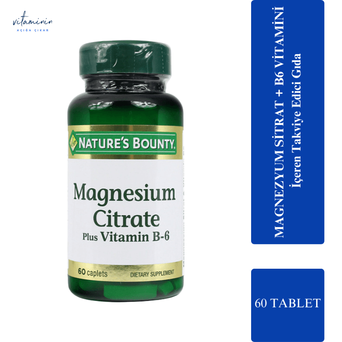 Nature's Bounty Magnesium Citrate Plus Vitamin B6 - قرص منیزیم سیترات به همراه ویتامین ب 6