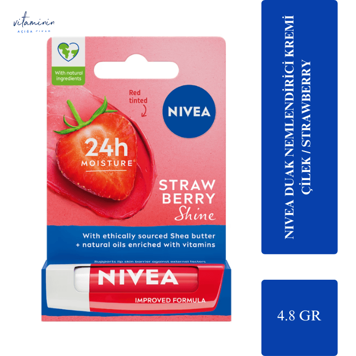 با طعم توت فرنگی Nivea Caring Strawberry 4.8 GR کرم مراقبت از لب 