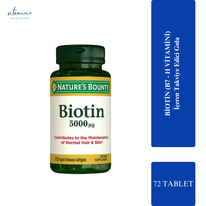 Nature's Bounty Biotin 5000 mcg 72 Kapsül