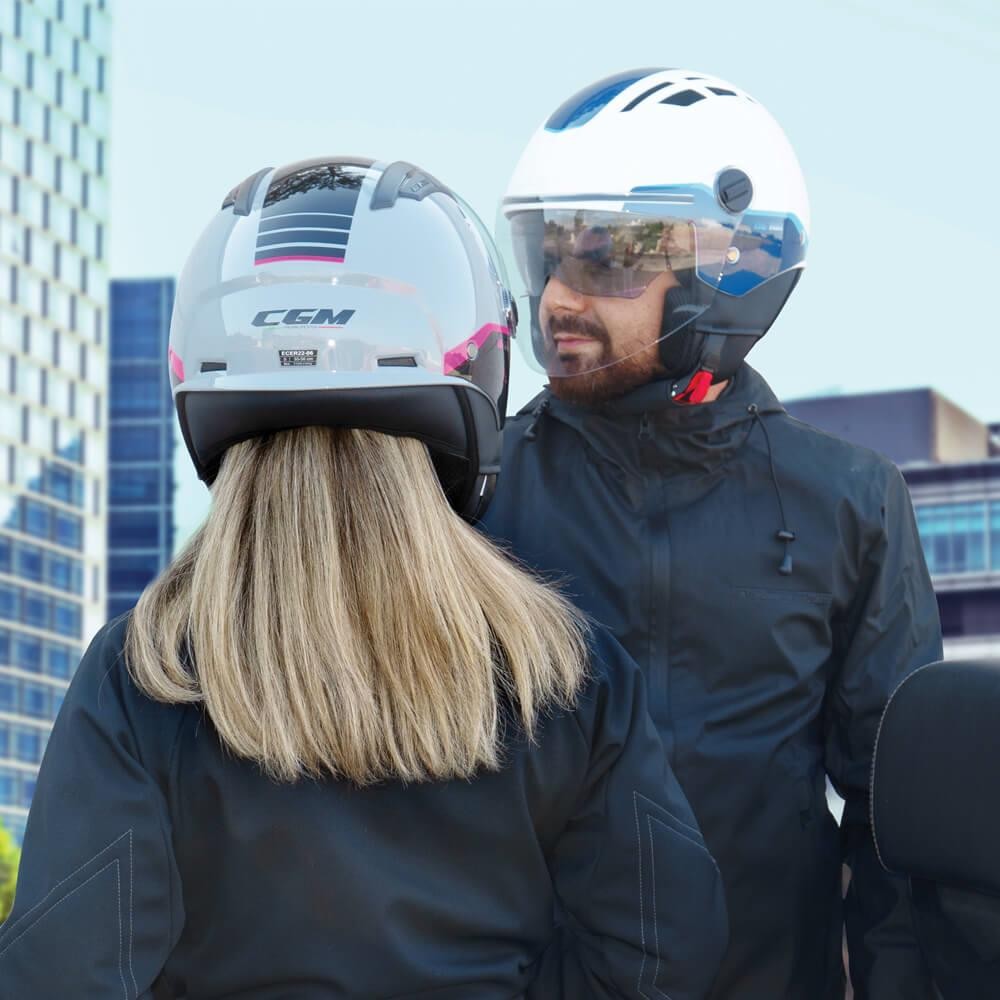 CGM 116G AIR BICO Açık Kask MAVİ-BEYAZ Uzun Vizör+Güneş Vizörlü -2XL