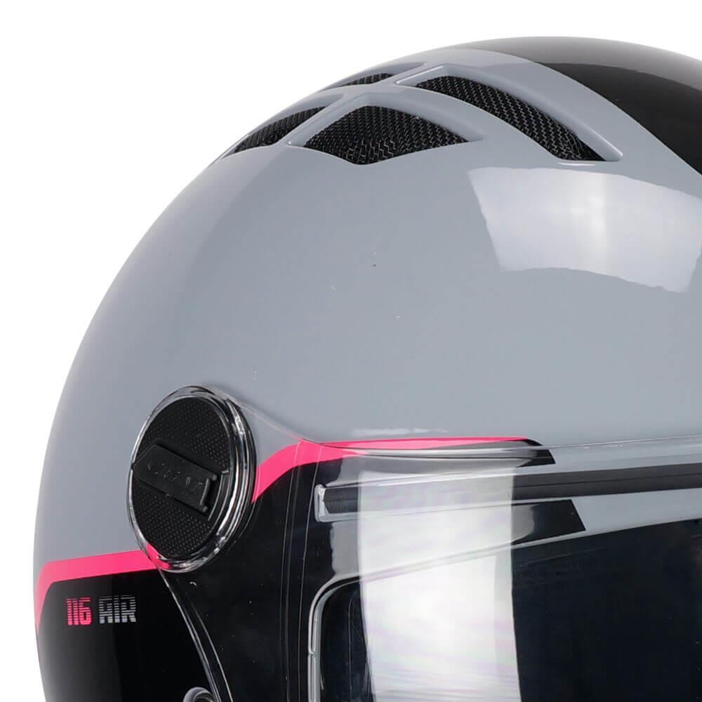 CGM 116G AIR BICO Açık Kask GRİ-PEMBE Uzun Vizör+Güneş Vizörlü -S
