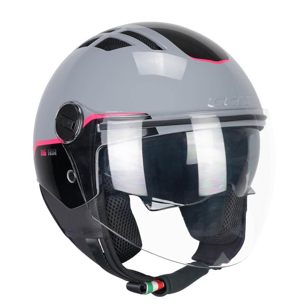 CGM 116G AIR BICO Açık Kask GRİ-PEMBE Uzun Vizör+Güneş Vizörlü -S