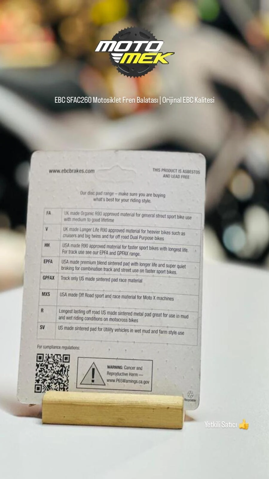 PIAGGIO NRG 50 Power DD(ARKA) 05-21 EBC SFAC260 Motosiklet Fren Balatası | Orijinal EBC Kalitesi