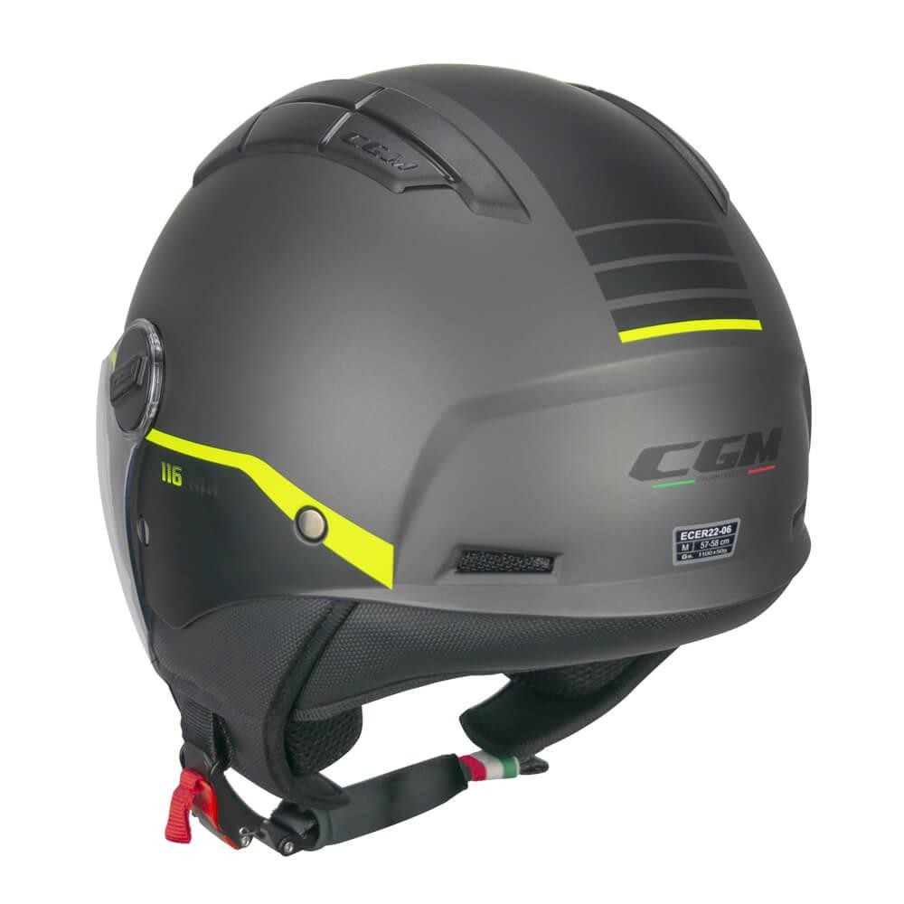 CGM 116G AIR BICO Açık Kask GRİ-SİYAH-SARI Uzun Vizör+Güneş Vizörlü -S
