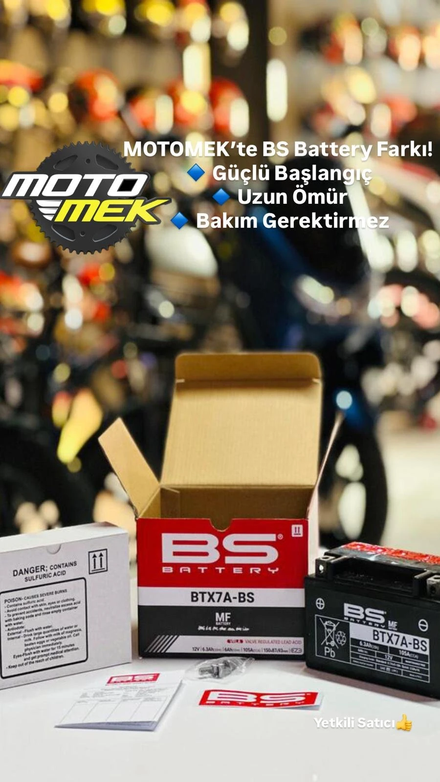 APRILIA RXV 4.5 UYUMLU BS BATTERY BTX7A-BS MOTOSİKLET AKÜSÜ YTX7A