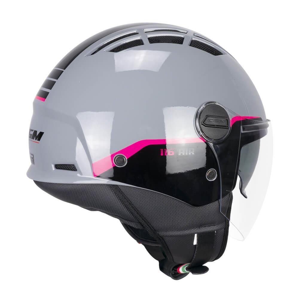 CGM 116G AIR BICO Açık Kask GRİ-PEMBE Uzun Vizör+Güneş Vizörlü -S