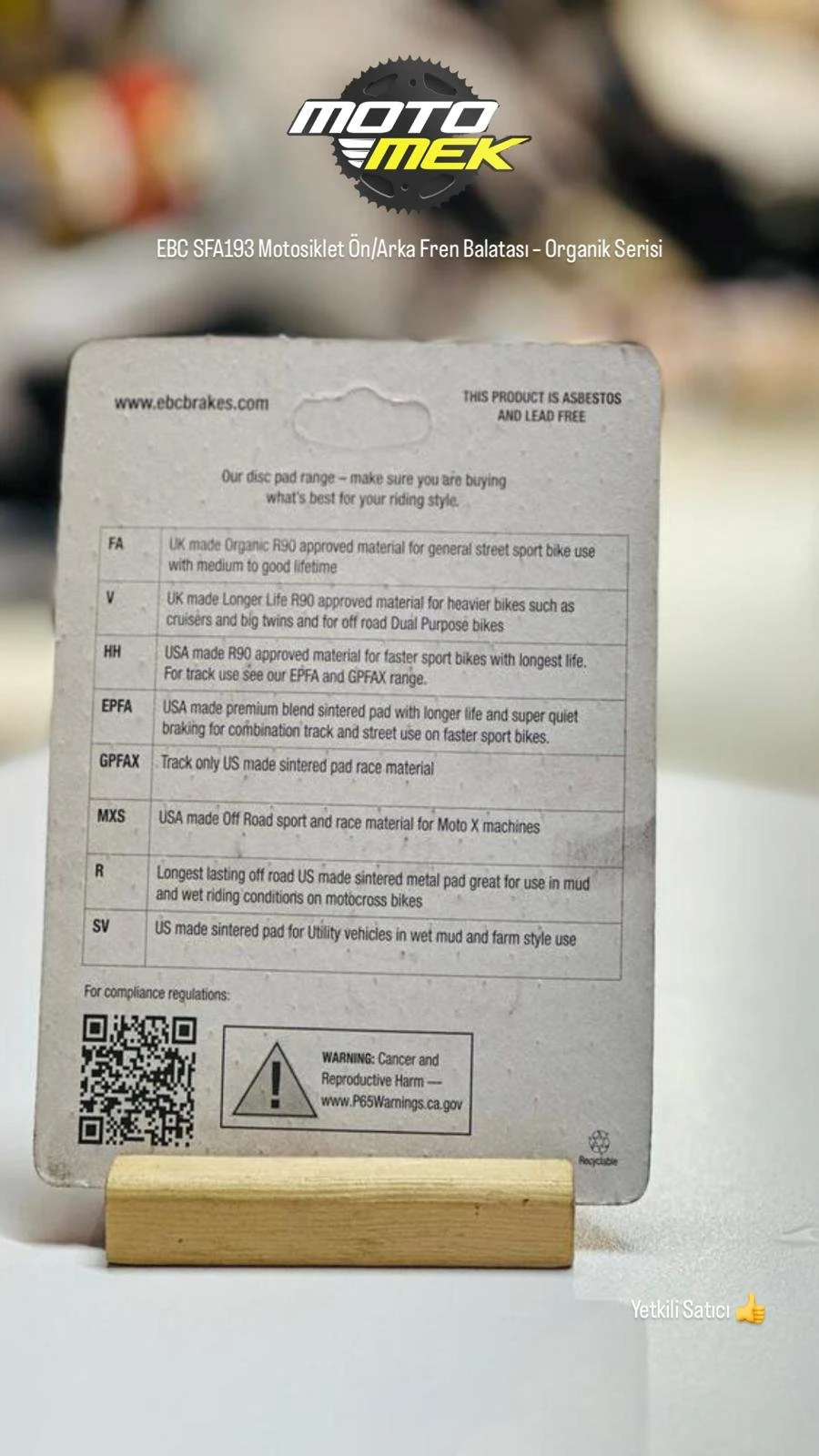 APRILIA LEONARDO 4T 125(ARKA) 96-98 EBC SFA193 Motosiklet Ön/Arka Fren Balatası