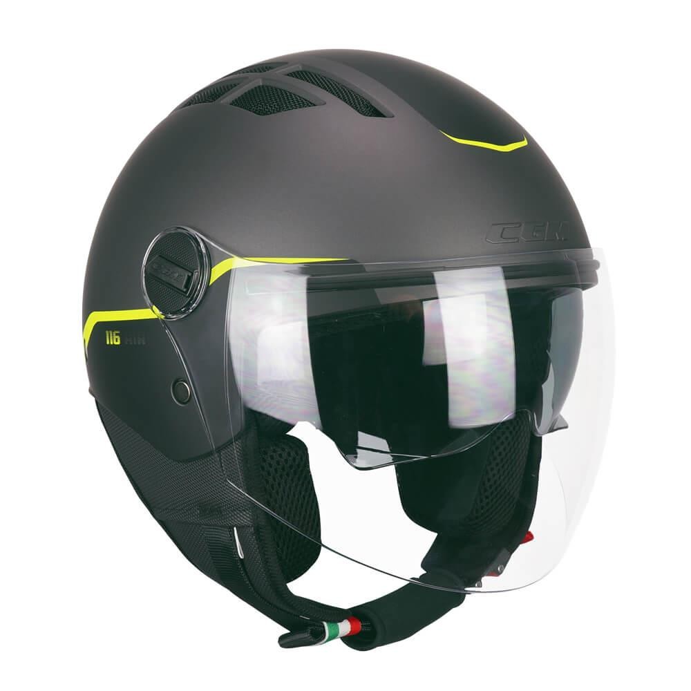 CGM 116G AIR BICO Açık Kask GRİ-SİYAH-SARI Uzun Vizör+Güneş Vizörlü -2XL