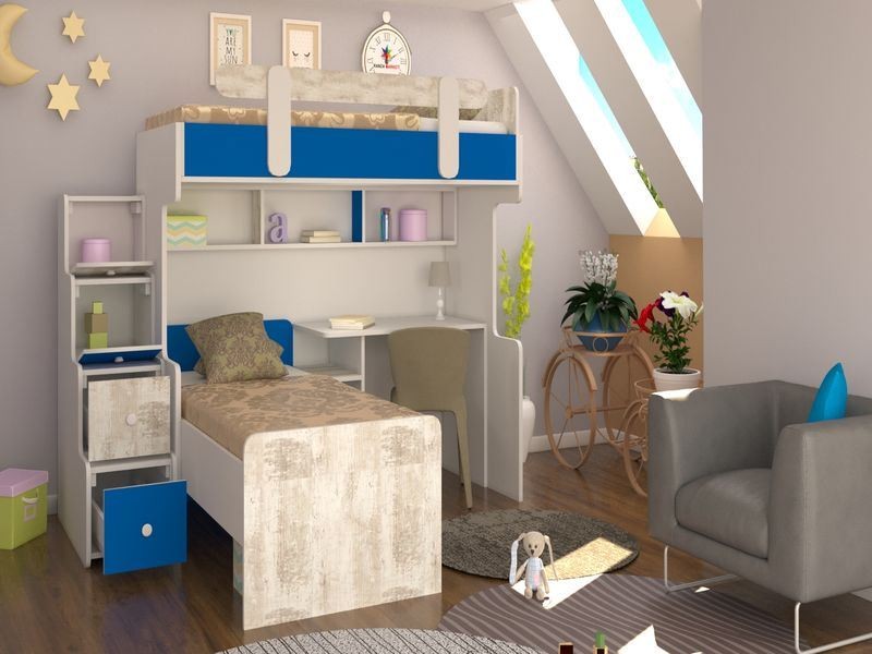 Ranza 056 Yandan Çekmeceli Merdiven Çalışma Masalı Yavrulu Ranza
