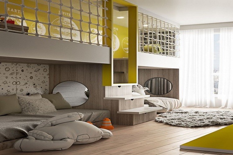 Ranza 425 Lüx Modern Üstü Halat Korkuluklu Ortadan  Çekmeceli Merdiven 4-6 Kişilik Ranza