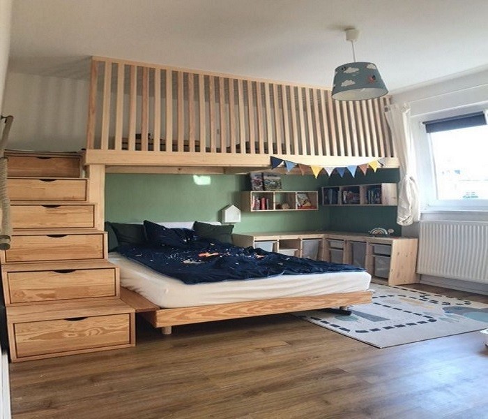 Ranza 414 Özel Tasarım Yüksek Korkuluklu Ahşap Model Ranza