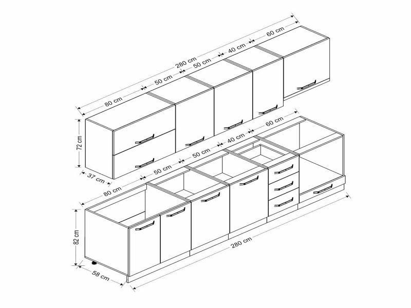 Mutfak Dolap Modelleri 280 cm