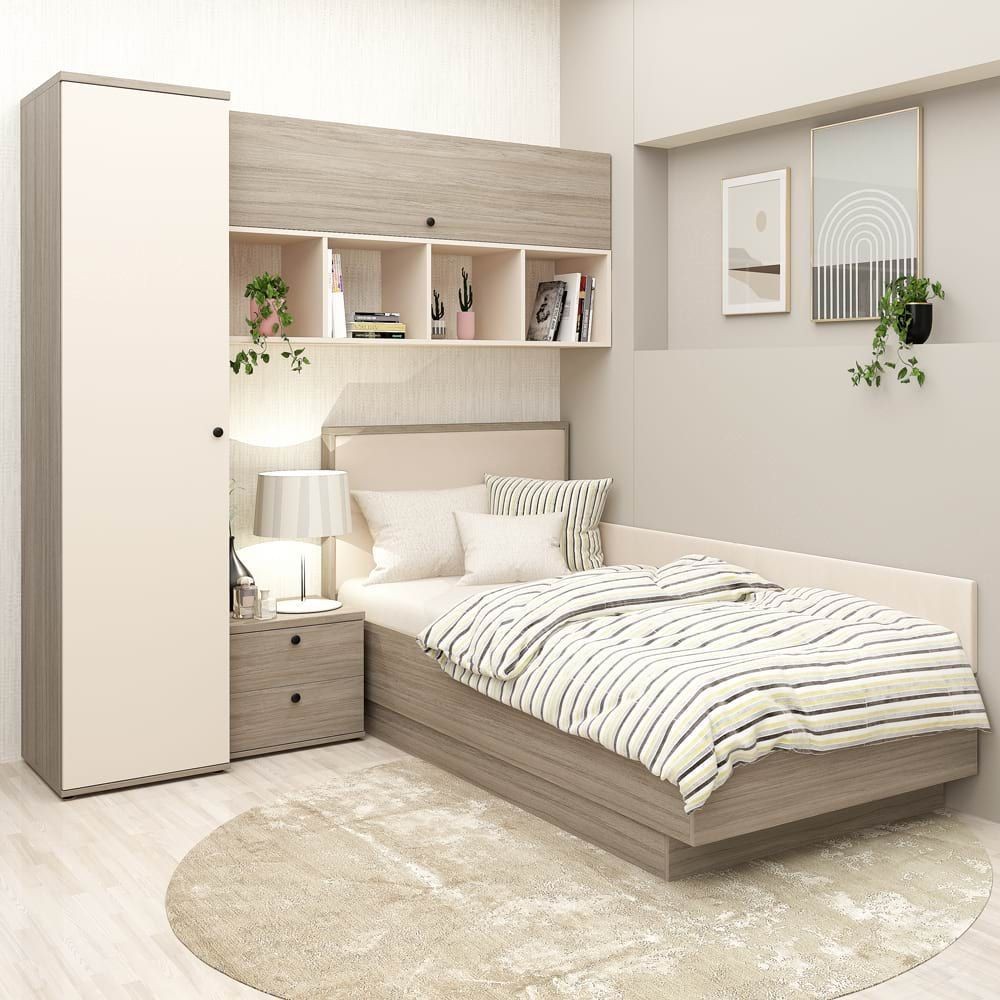 Ranza 565 Soft Dolaplı Çekmeceli Ve Raflı Tek Kişilik Ranza Modeli