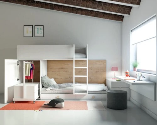 Ranza 632 Dolaplı Çalışma Masalı Komidinli Önden Merdivenli Modern Ranza Modeli