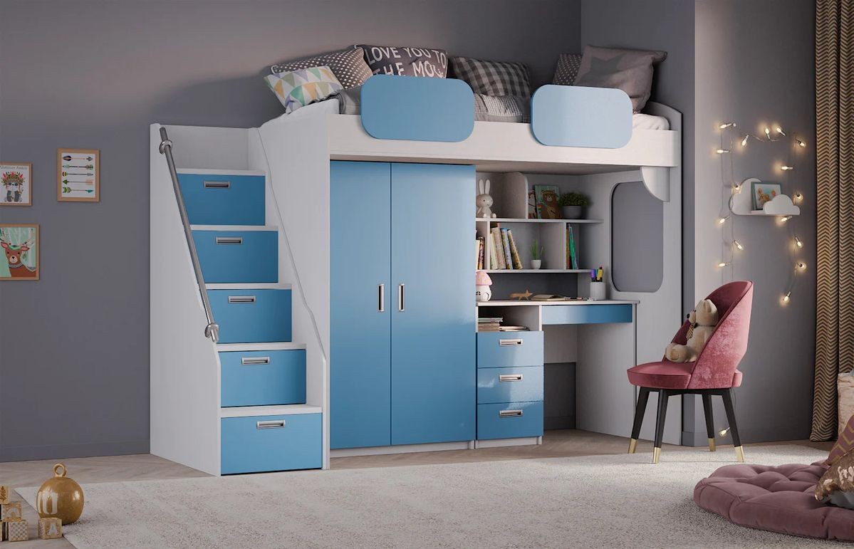 Ranza 564 Çalışma Masalı Merdiven Çekmeceli Tek Kişilik Ranza Modeli