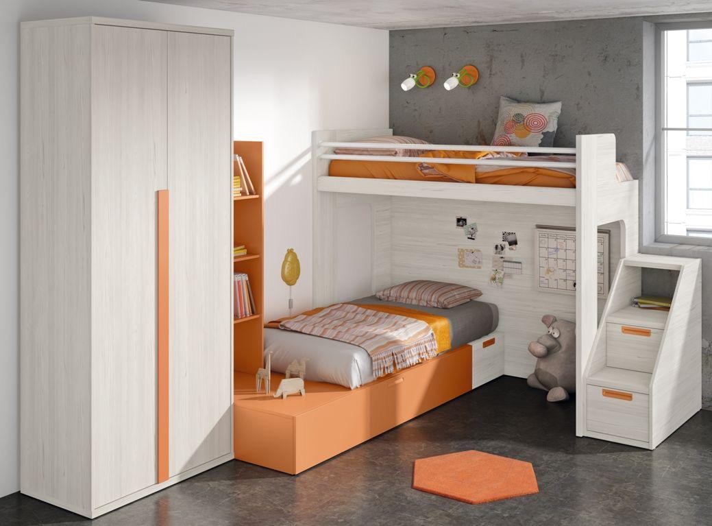 Ranza 568 Dolaplı Raflı Ve Merdiven Çekmeceli L Ranza Modeli