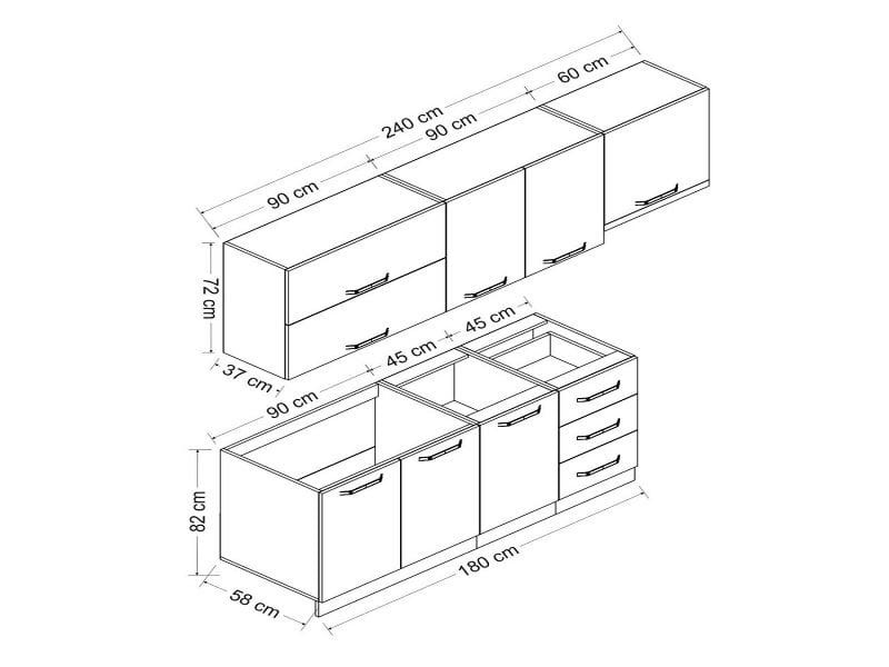 Mutfak Dolap Modelleri 240 cm