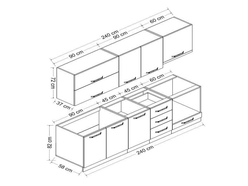 Mutfak Dolap Modelleri 240 cm