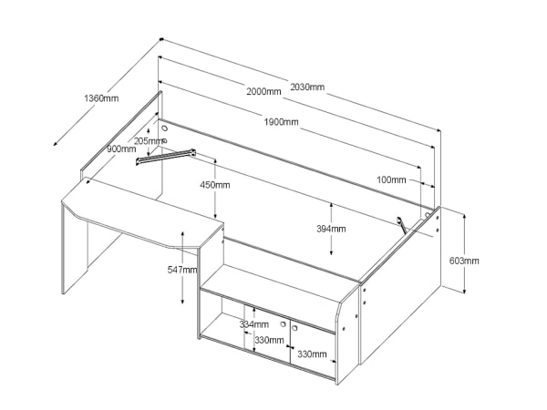 Ranza 604 Tek Kişilik Çalışma Masalı Dolaplı Raf Basamaklı Ranza Modeli