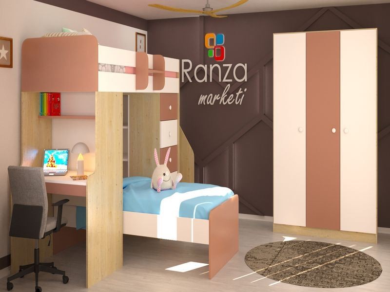 Ranza 024 Çok Amaçlı Kullanılabilen Merdivenli Modern Klasik Bazalı Ranza 