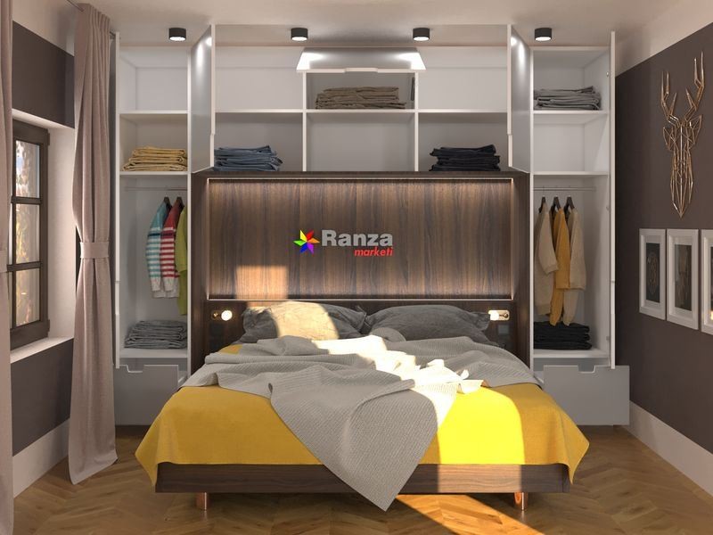 Ranza 350 Çift Kişilik Çoklu Duvar Dolaplı Yatak Modeli