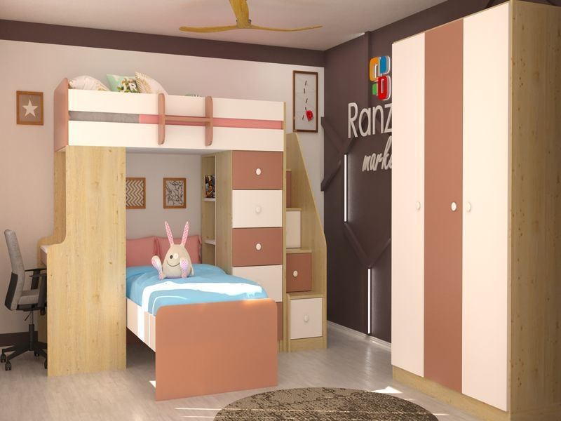 Ranza 024 Çok Amaçlı Kullanılabilen Merdivenli Modern Klasik Bazalı Ranza 