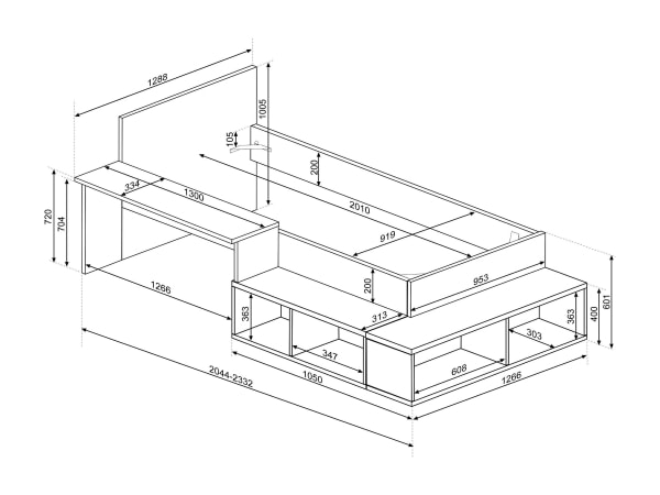 Ranza 606 Tek Kişilik Çalışma Masalı Kitaplıklı Ranza Modeli