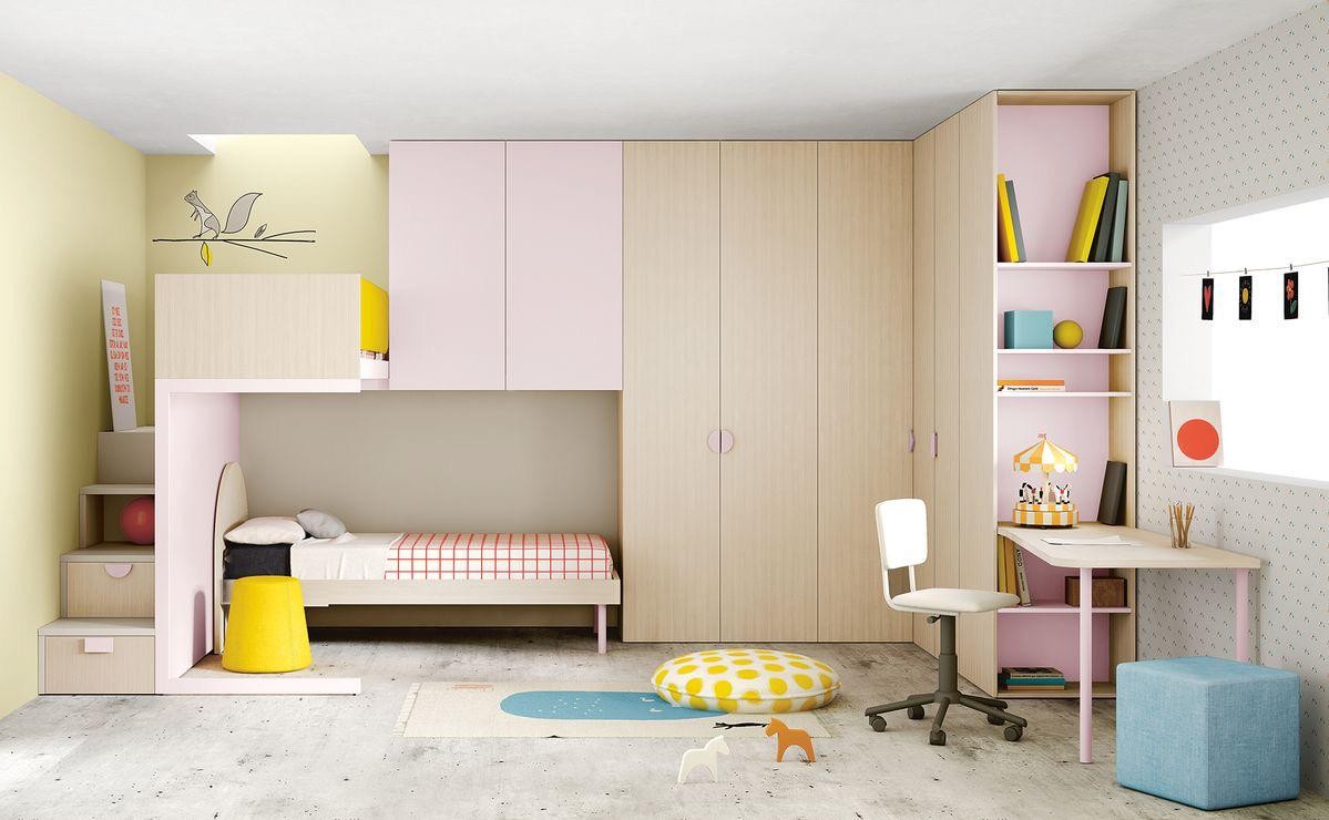 Ranza 569 Çalışma Masalı Duvar Tipi Raflı Geniş İki Kişilik Ranza Modeli