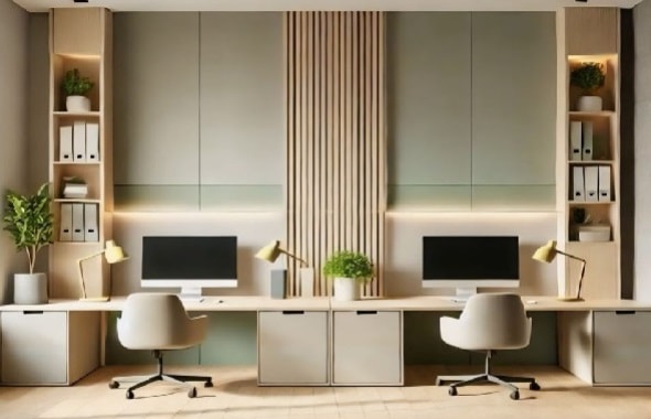 Kitaplıklı Çalışma Masası Modelleri 061