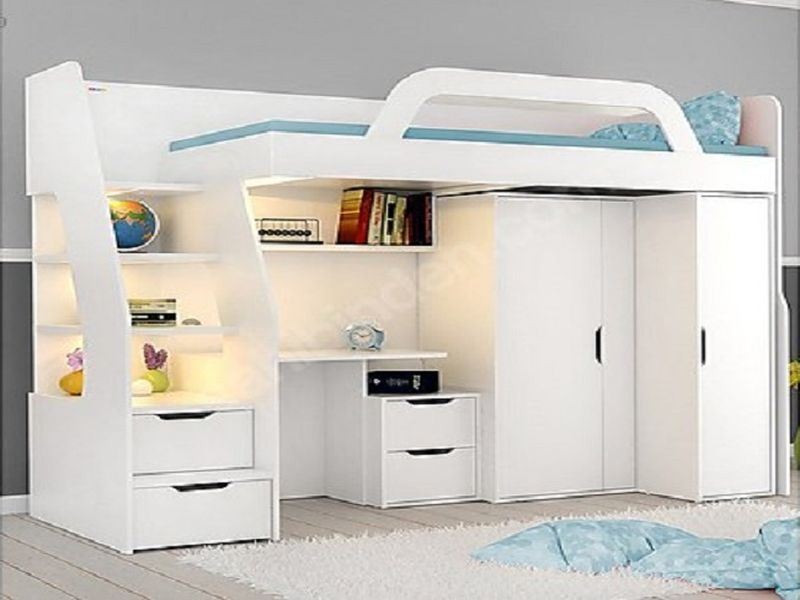 Ranza 257 Yandan Merdivenli Çalışma Masalı Çekmeceli Ve Dolaplı Ranza