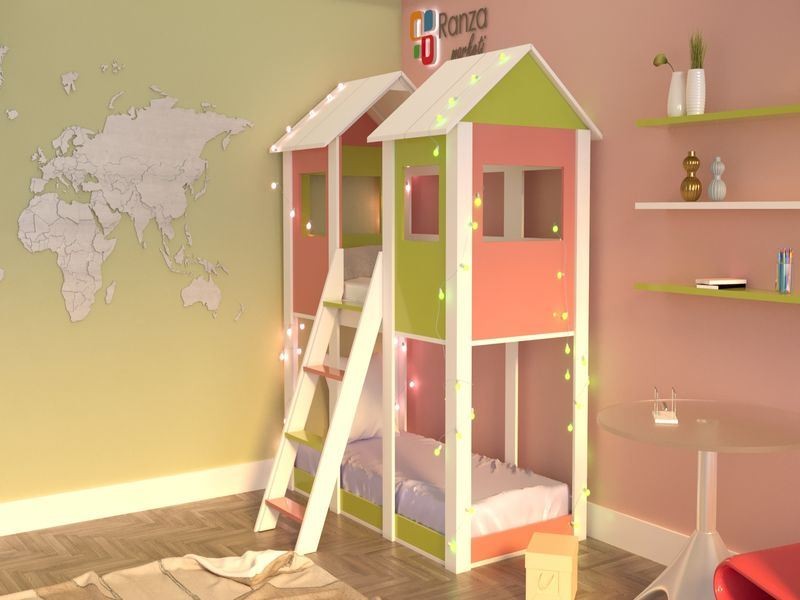 Ranza 076 Merdivenli Pencereli 3 Kişilik Çatılı Evli Ranza 