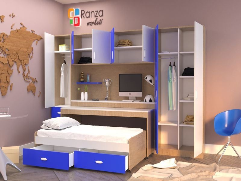 Ranza 067 Çok Amaçlı Dolaplı Çekmeceli Çalışma Masalı Özel Tasarım Ranza