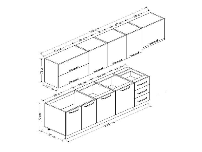 Mutfak Dolap Modelleri 280 cm