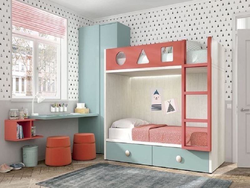 Ranza Modeli R-395 Kaydıraklı Ranza - Çalışma Masalı Ranza - Dolaplı ...