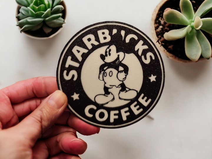 StarBucks Mickey Mouse Coffe Kahve Kaymaz Tabanlı Bardak Altlığı (8,7 cm)