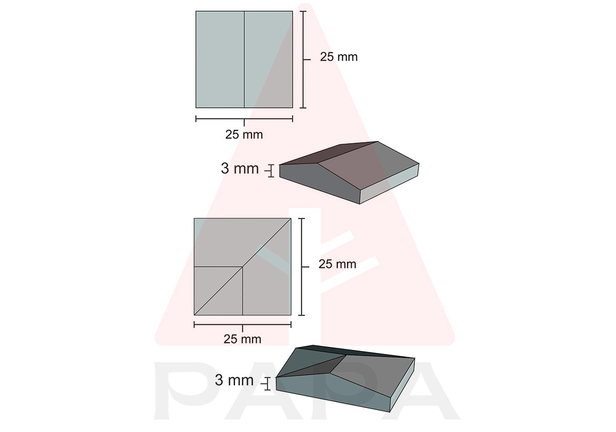 Minyatür Duvar ve Kolon Üstü Taş ve Dönüş Silikon Kalıp 2 (25 * 25 * 7mm)