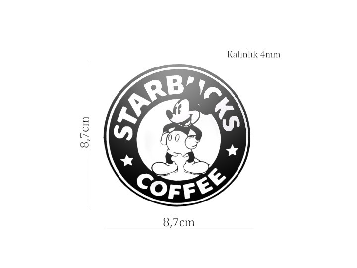 StarBucks Mickey Mouse Coffe Kahve Kaymaz Tabanlı Bardak Altlığı (8,7 cm)