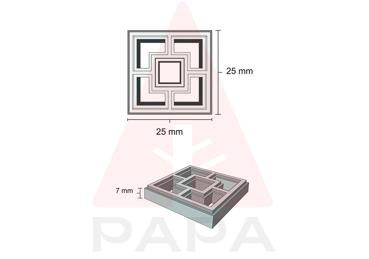 Minyatür Geometrik Desenli Çit Tugla Silikon Kalıp (25 * 25 * 7mm)