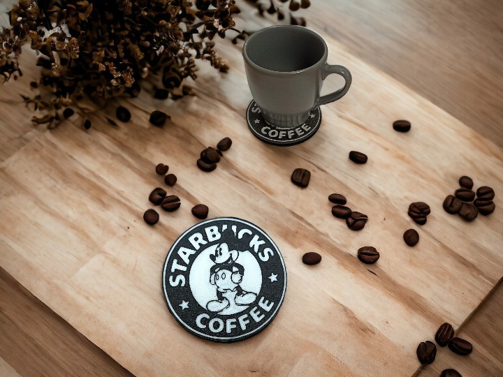 StarBucks Mickey Mouse Coffe Kahve Kaymaz Tabanlı Bardak Altlığı (8,7 cm)