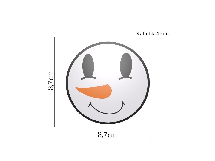 9 Lu Set Kardan Adam Snowman Kaymaz Tabanlı Bardak Altlığı (8,7 cm)