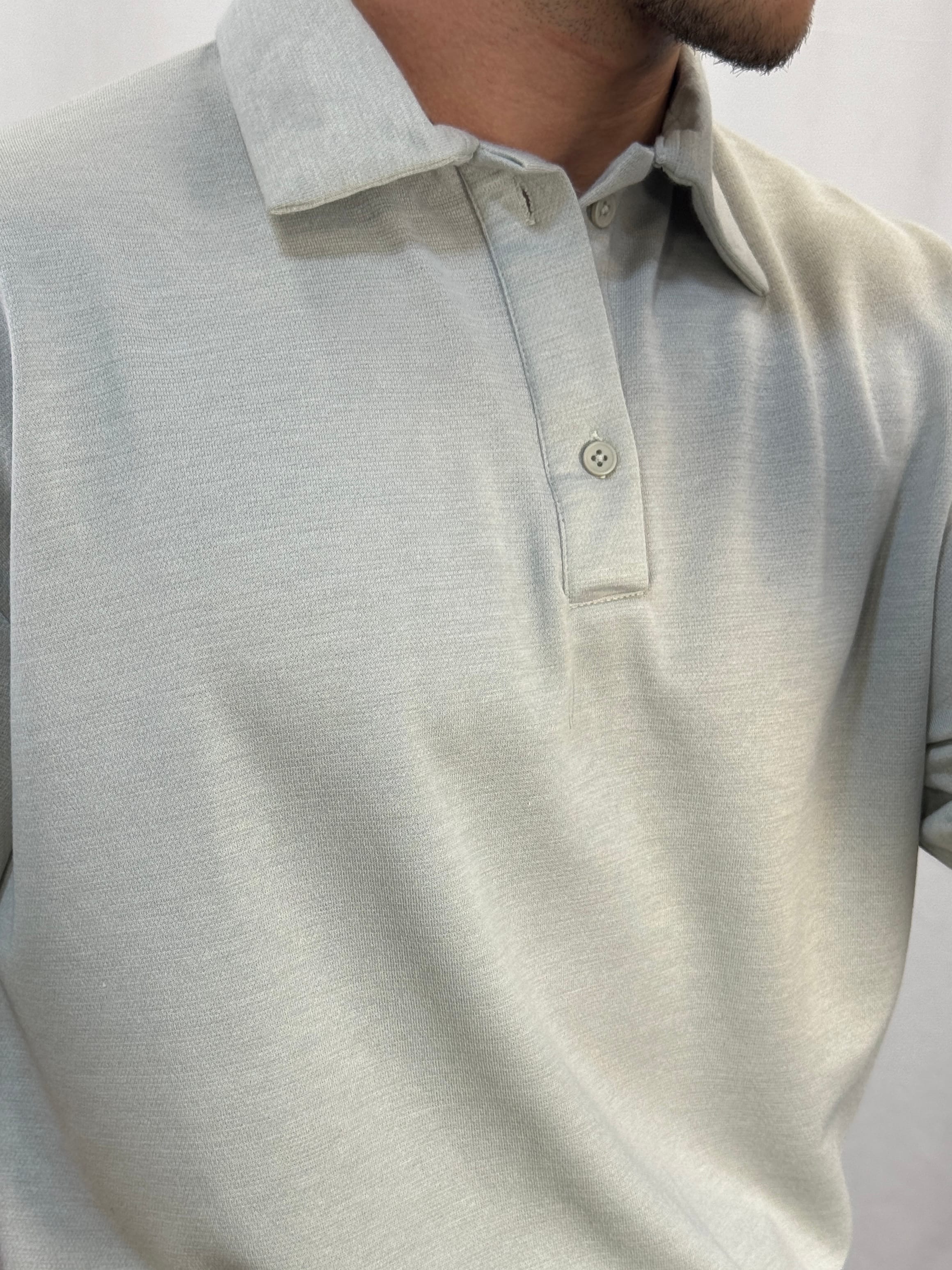 Düğmeli Oversize Polo Yaka - Taş Rengi