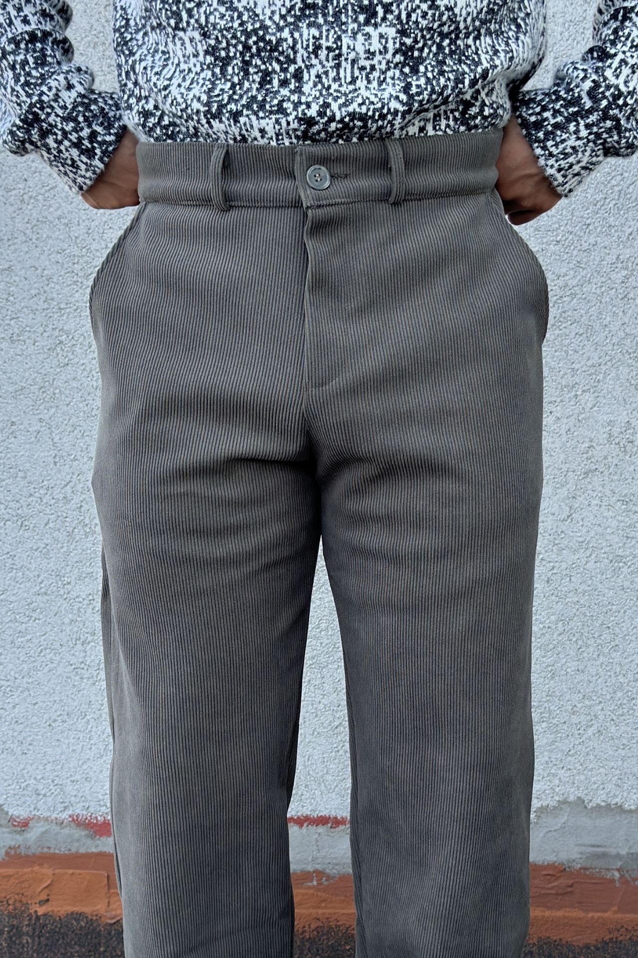 Haki Kadife Baggy Pantolon BRV137