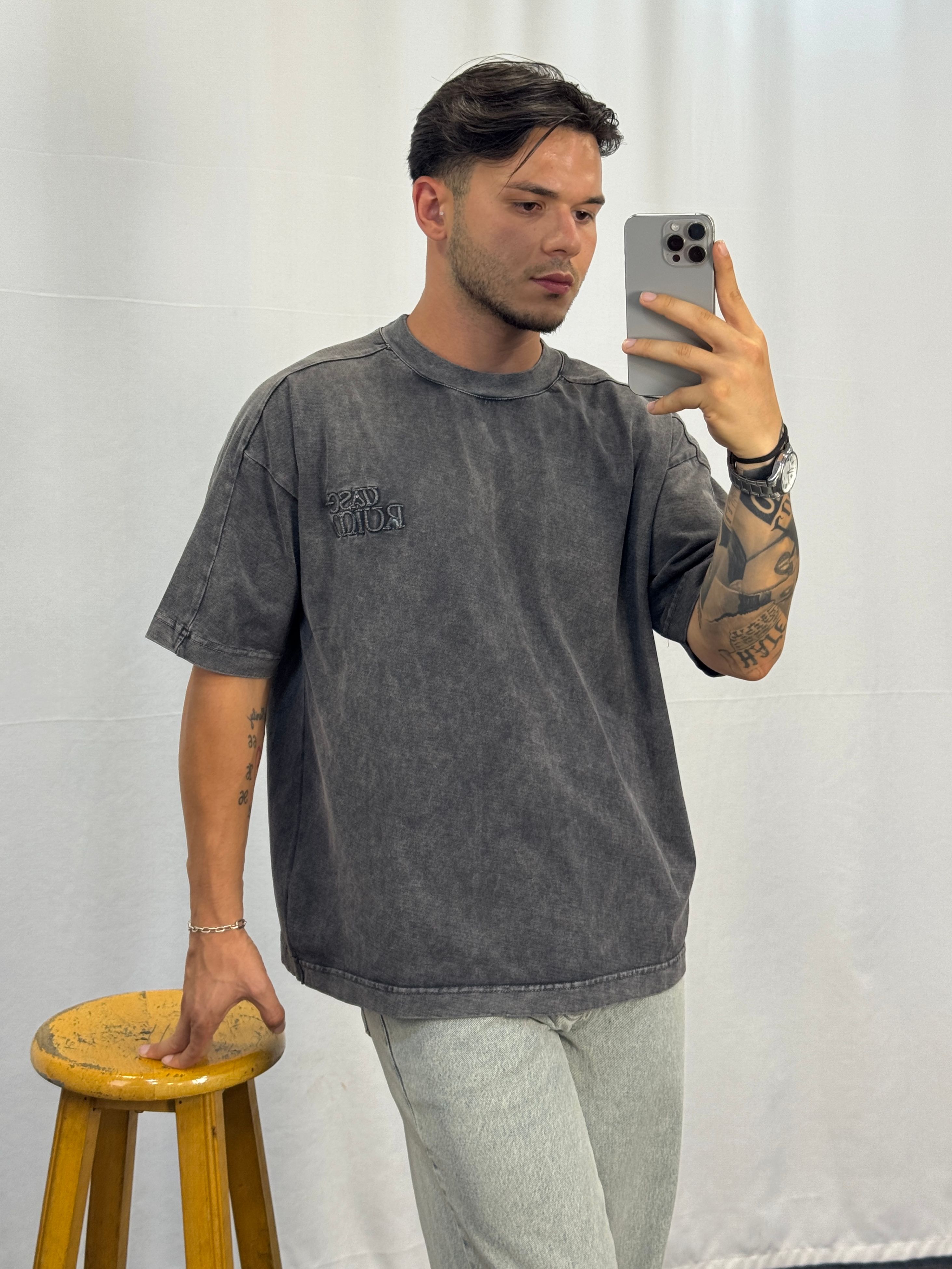Fırça Kumaş Oversize T-shirt 