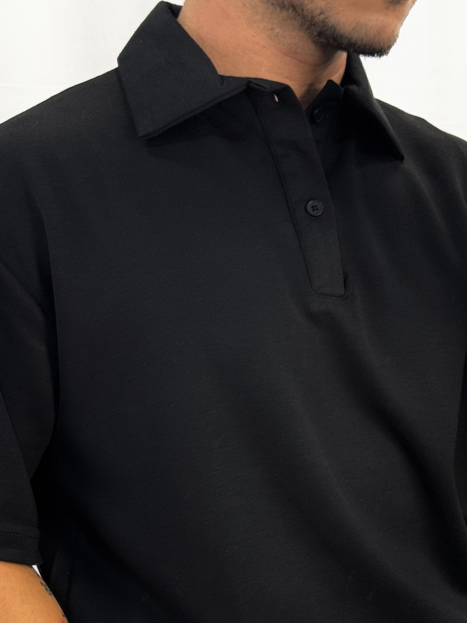 Düğmeli Oversize Polo Yaka