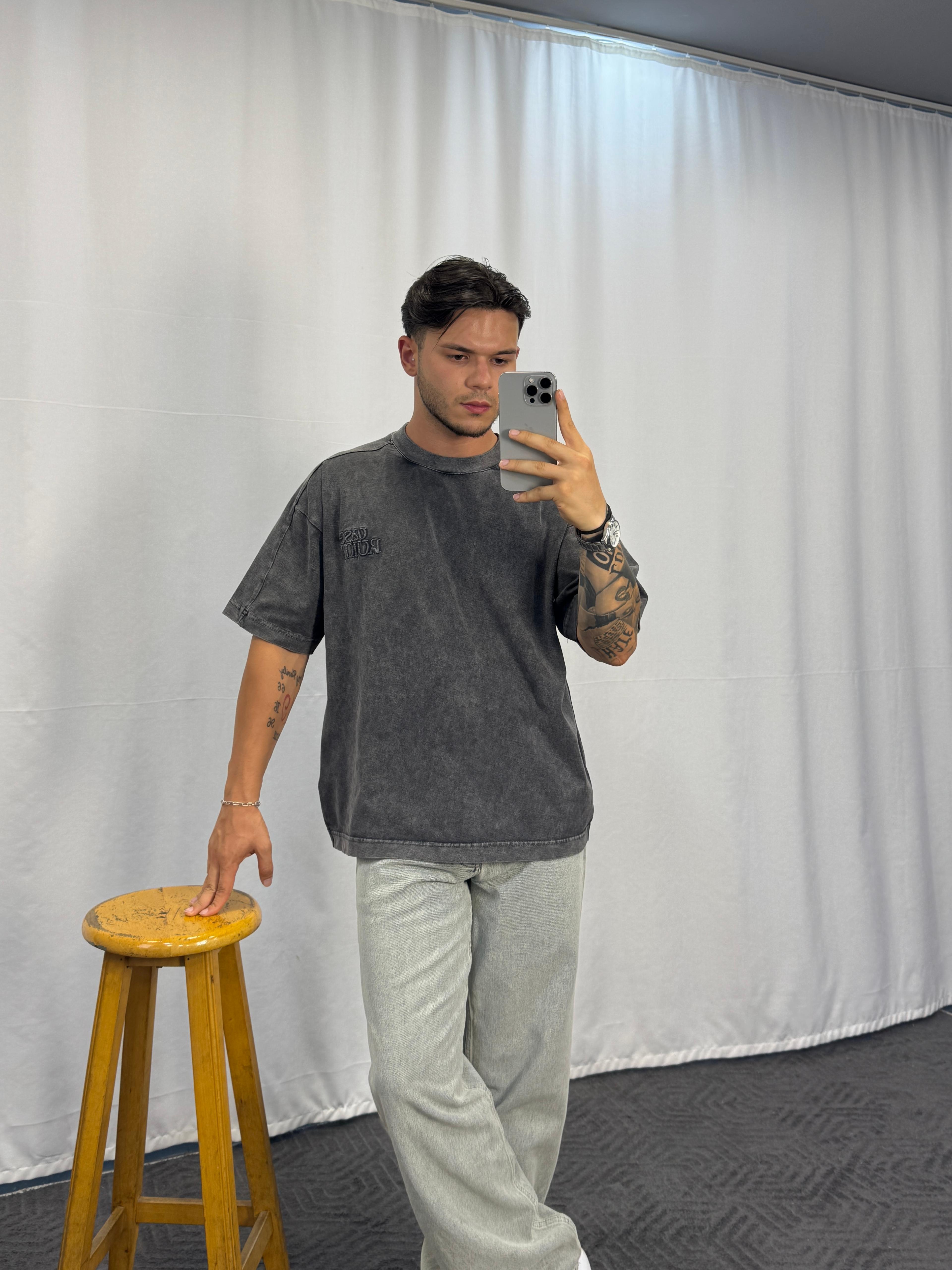 Fırça Kumaş Oversize T-shirt 