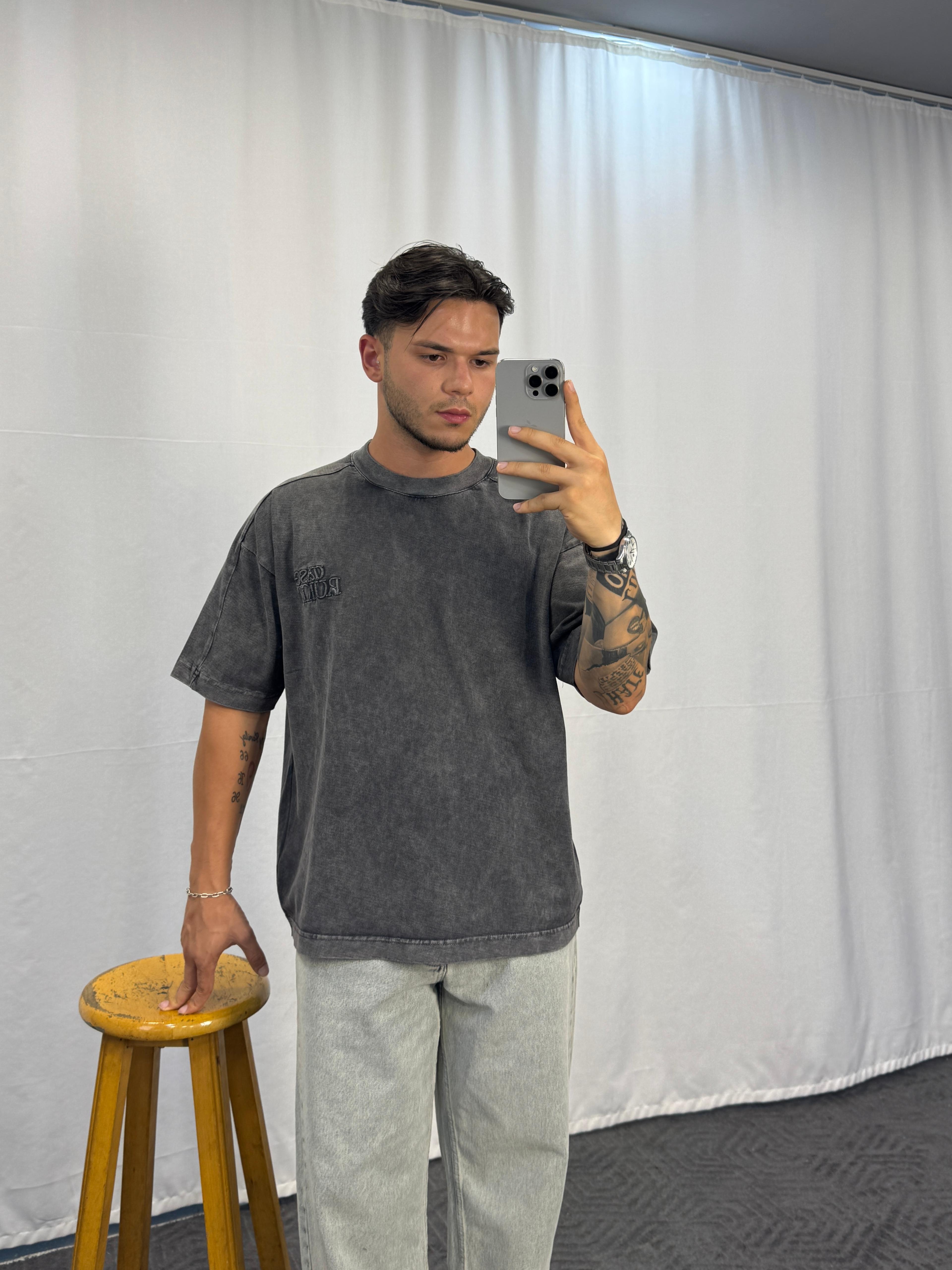Fırça Kumaş Oversize T-shirt 