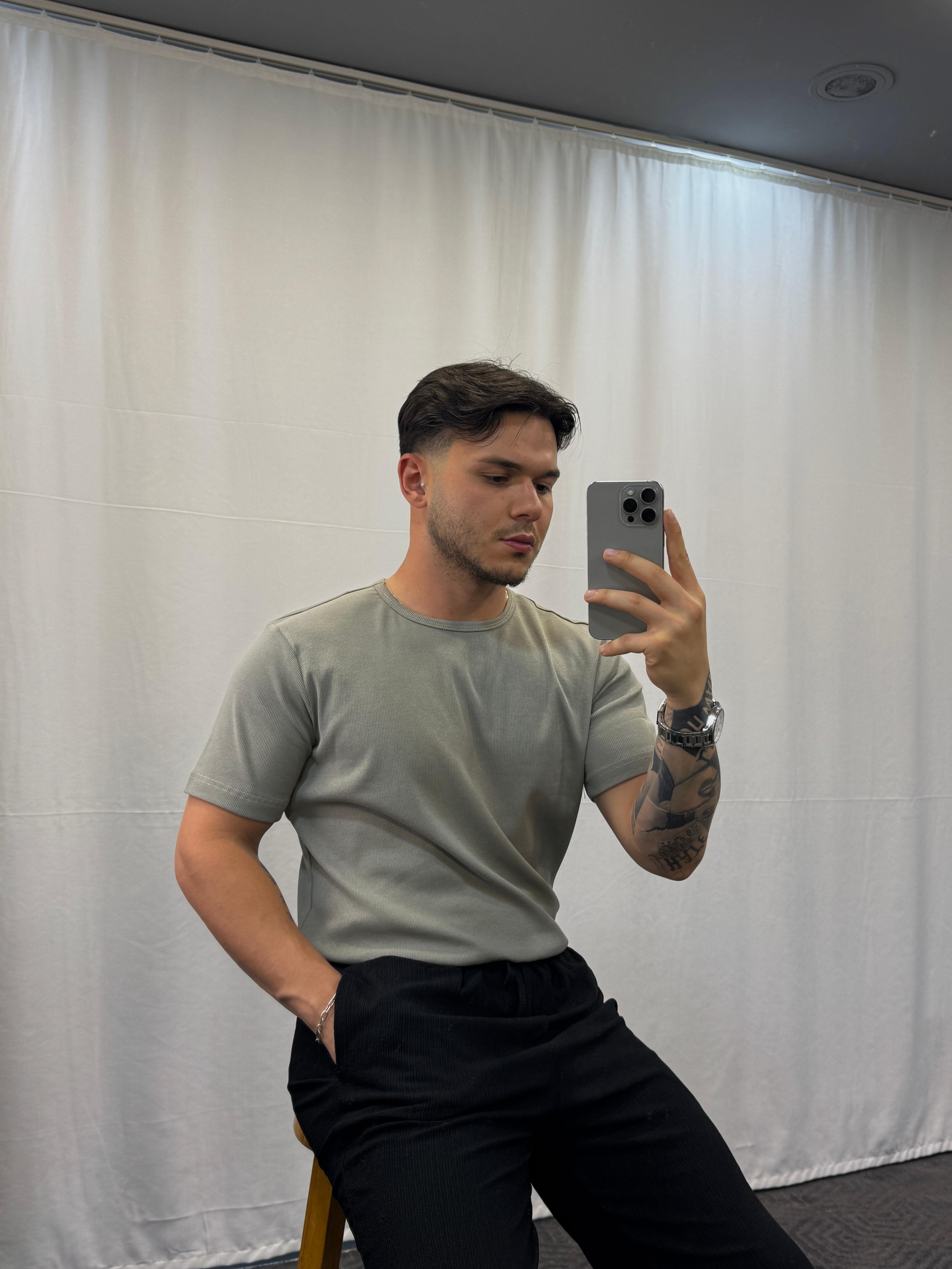 İnce Fitilli Basic T-Shirt BRV378